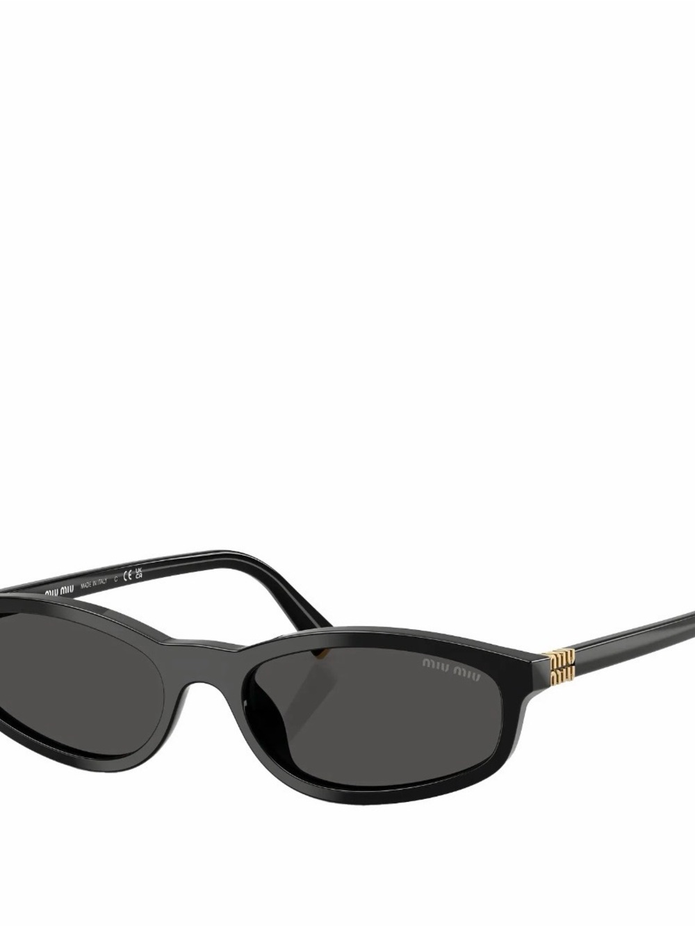 Miu Miu MU A06S Black Cat-Eye Sunglasses with Gold Temple Detail